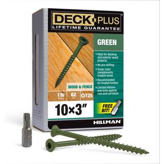 Dæk plus 48404 Træskruer #10 x 3 grøn 1 lb kasse