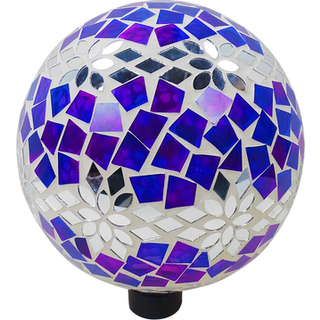 Alpine Corporation HMD218 Mosaic Glass Gazing Globe m/spejlet blomstermønster D? Cor til Garden Patio & Lawn 12 """" H