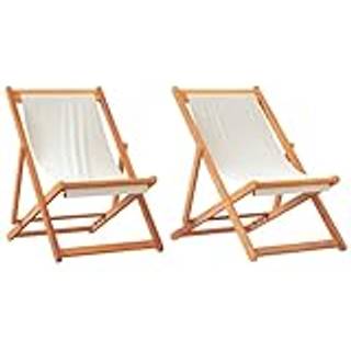 strandstole 2 stk. foldbare stof cremehvid