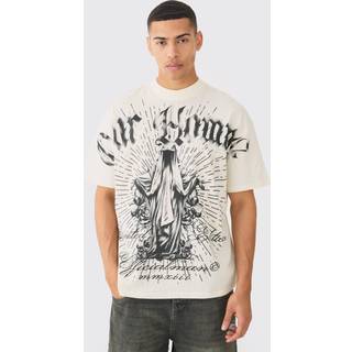 Mens Ecru Oversized Pour Homme Graphic T-shirt