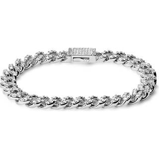 Nicos | 8 mm Glimtende Sølvfarvet Cuban Kæde Zirconium Armbånd