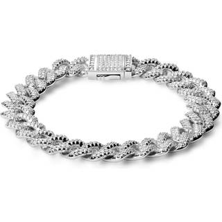 Nicos | 12 mm Glimtende Sølvfarvet Diamant Kæde Zirconium Armbånd