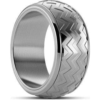 Tigris | 10 mm Sølvfarvet Zigzag Mønster Roterende Ring