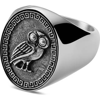 Obelius | Vintage Sølvfarvet Athena Ugle Signet Ring