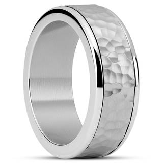 Enthumema | 8 mm Banket Sølvfarvet Rustfri Stål Antistress Ring