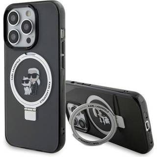 Karl Lagerfeld cover iPhone 13 Pro sort hårdtags Ring Stand Karl&Choupette MagSafe
