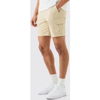 Mens Elasticated Waist Stone Slim Fit Cargo Shorts