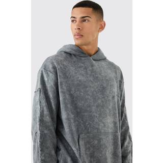 Mens Charcoal Oversized Worldwide Raw Edge Applique Flare Tracksuit