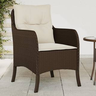 Havestole Med Hynder Polyrattan Sort - Brun / Vævet design