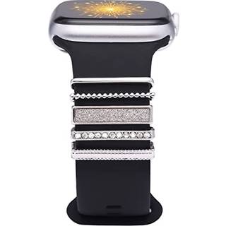 Watch Band Charms kompatibel med Apple Watch Bands 45mm 44mm 42mm 41mm 40mm Bling smykker charme dekorative ringe Loops Silicone Watchband tilbeh