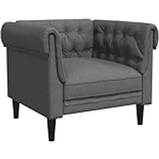 Chesterfield-sofastol stof mørkegrå