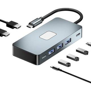 NÖRDIC USB-C 1 til 7 dockingstation 2xHDMI 4K30Hz, 3xUSB-A 3.1 5Gbps, 1xUSB-C 2.0 1xUSB-C PD100W