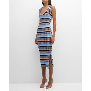 Veronica Beard Fabiana ribbed-knit midi dress - blue - L