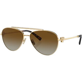 Tiffany Kvinde TF3101B 6208T5 Solbriller Stål Guld Brun Pilot Polariseret Skygge