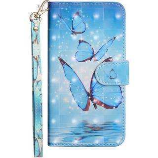 EIDERWOOD iPhone XR Læder Flip Cover m. Pung & Strop - Blå Sommerfugl