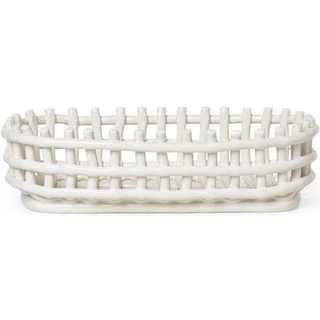 Ferm Living Ceramic flettet kurv oval 15x30 cm Offwhite