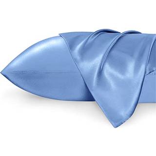 Sengesure Satin Pillowcase til h?r og huddronning -sky bl? silkepudebetr?k 2 pakke 20x30 tommer - satin pudebetr?k s?t med 2 med konvolutlukning