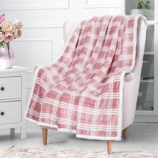 Solaris Pink Plaid Sherpa Fleece Julet?ppe Super Bl?d Hyggelig Varm Vendbar Buffalo Ternet t?ppe til sofa Sovesofa 50"""" x 60"""" Unisex hemmelig ju