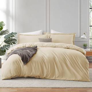 Hearth & Harbor Beige Cream Duvet Cover Queen St?rrelse - 3 Stykke Dronning Duvet D?k S?t bl?dt dobbelt b?rstet queen size dyneovertr?k med knap