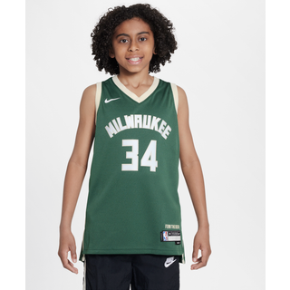 Milwaukee Bucks 2023/24 Icon Edition Nike NBA Swingman-trøje til større børn - grøn
