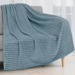 Pavilia super bl?d fleece kast t?ppe st?vet skifer bl? luksus fuzzy plys flanel kast varm hyggeligt ribbed mikrofiber t?ppe til sofa sofa seng le