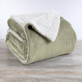 Sherpa Fleece og Velvet Plush Twin Throw T?ppe Loden Green tyk t?ppe til stolesofa eller seng. Varm reversibel bl?d fleece kast t?ppe. Kinsley Co