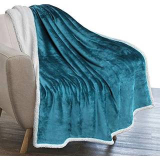 Pavilia turkis sherpa fleece kast t?ppe til sofa bl?d tyk seng t?ppe til sofa hyggeligt varmt kast t?ppe hele s?son fuzzy plys vinter t?ppe teal