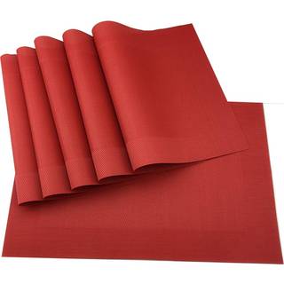 Gugrida Vinyl Rde dkkeservietter Varmebestandige spisebordsmtter Skridsikre vaskbare dkkeservietter St med 6 (rd)
