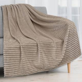 Pavilia super bl?d fleece kast t?ppe taupe tan kamel luksus fuzzy plys flanel kast varm hyggeligt ribbed mikrofiber t?ppe til sofa sofa seng letv