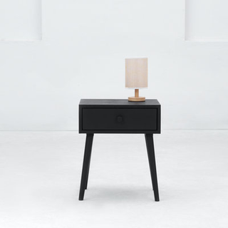 NTC Solid Oak Lux Natbord med Skuffe Mid Century Moderne Sidebord Sovev?relse Sengebordsm?bler Natbord Endebord Nem montering - br?ndt sort