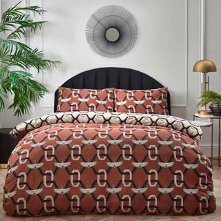 Furn Furn Red Avalon Geometric Reversible Duvet Cover Set