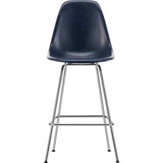 Vitra Eames Fiberglass Barstol Medium Navy Blå/Krom
