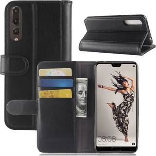 Huawei P20 Pro ægte split læder flip etui - Sort