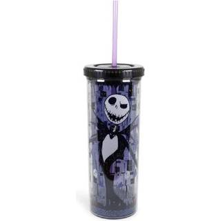 Nightmare Before Christmas Jack Skellington Carnival Cup med genanvendeligt halm og lækageligt låg | BPA-fri plast tumbler høj kold kop | Disney