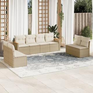 sofasæt til haven 8 dele med hynder polyrattan beige