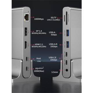 NÖRDIC USB-C 1 til 12 Dockingstation 1xDP 8K30Hz 1xHDMI 8K30Hz 1xRJ45 GigaLan 1xUSB-C PD100W 3xUSB 10G 1xUSB 5G 1xSD 1XMicroSD 1x3,5mm AUX