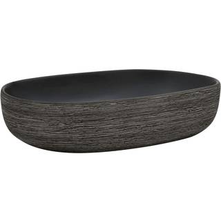 håndvask til bordplade 59x40x15 cm oval keramik grå og sort