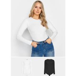 Lts Tall 2 Pack Black & White Long Sleeve Ribbed Bodysuits 16 Lts | Tall Women's Basic Tops