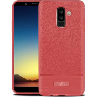 Samsung Galaxy A6 Plus litchi texture brushed case - Red