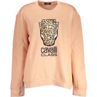 Cavalli Class Elegant Long-Sleeved Pink Fleece Sweatshirt