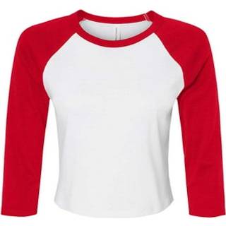 Bella BL1200 Women´s Micro Rib 3/4 Raglan Baby Tee White / Red XL