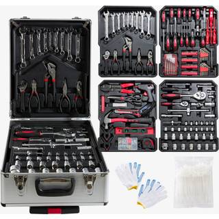 Arebos® Værktøjssæt 1200 stk - Roll- & Carry Case - til husholdning, garage, værksted