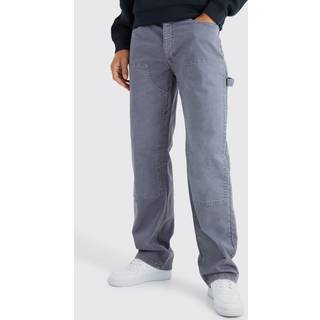 Mens Charcoal Tall Relaxed Overdye Carpenter Trouser