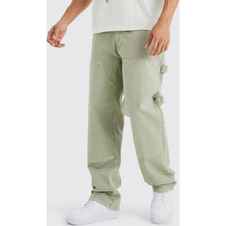 Mens Olive Relaxed Overdye Carpenter Trouser