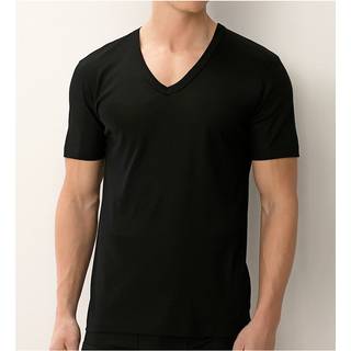 Zimmerli Herren T-Shirt schwarz Merc. Baumwolle unifarben