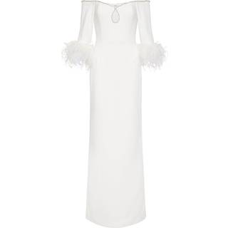 Rebecca Vallance Bridal Plume feather-trimmed crêpe gown - white - XXS