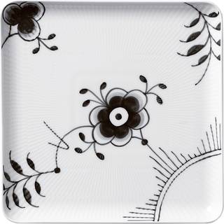 Royal Copenhagen - Black Fluted Mega Kvadratisk Tallerken 20 x 20 cm - Serveringsfade - Karen Kjældgård-Larsen