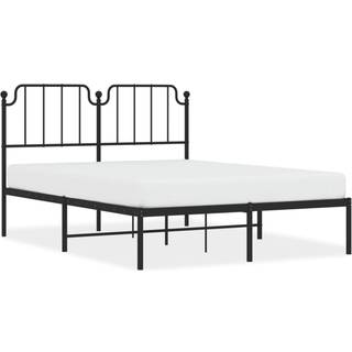 Sengeramme Med Sengegavl Metal - Sort / med hovedgærde / 135 x 190 cm