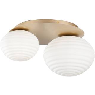 Ripple loftslampe, guldfarvet/opal, 2-lys