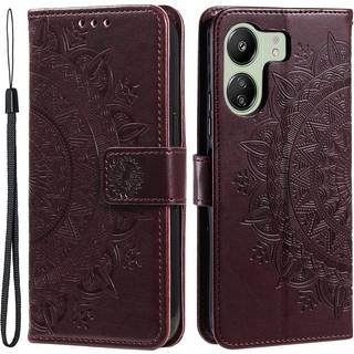 SKALO Xiaomi Redmi 13C 4G Mandala Flip Cover - Brun